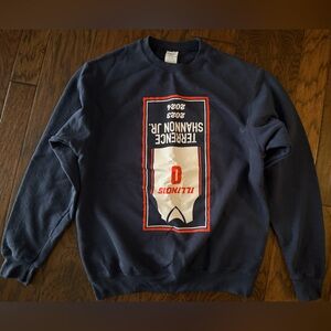 Fighting Illini Navy Upside Down Terrence Shannon Jr. Crewneck Sweatshirt Medium